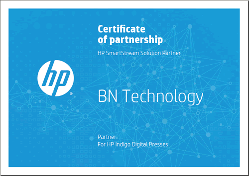 BN Technology has been certified as global HP SmartStream Solution Parnter by HP Indigo.