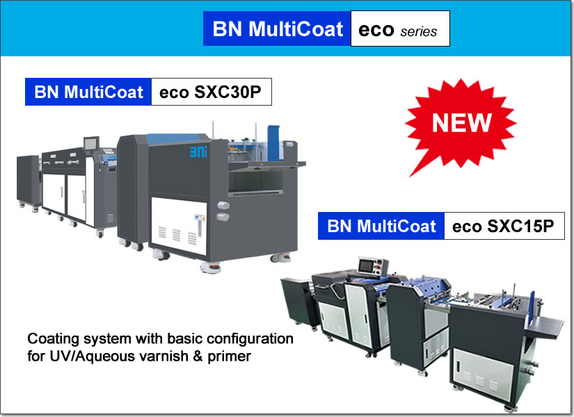 BN MultiCoat eco SXC30P and eco SXC15P, UV/Aqueous and primer coating system with basic configuration
