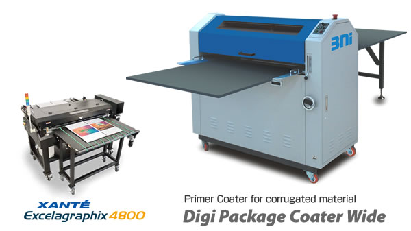 Digi Package Coater Wide for corrugated sheet printer Xante Excelagraphix.