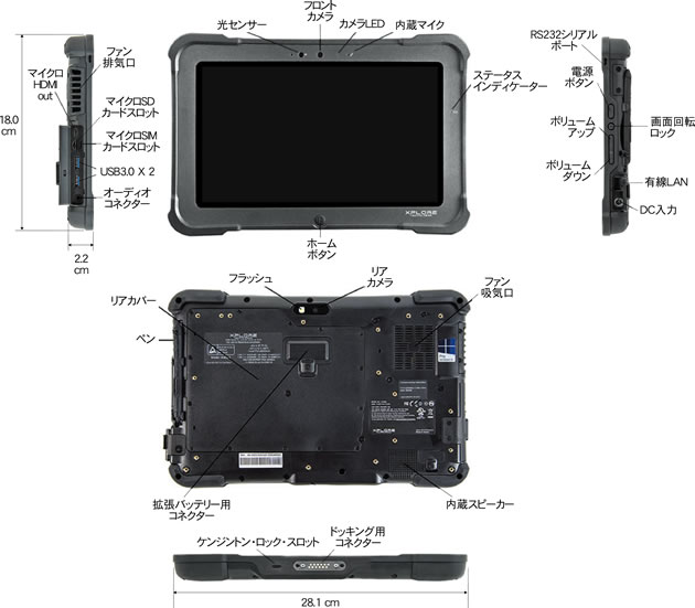 堅牢タブレット B10 Basic、外観