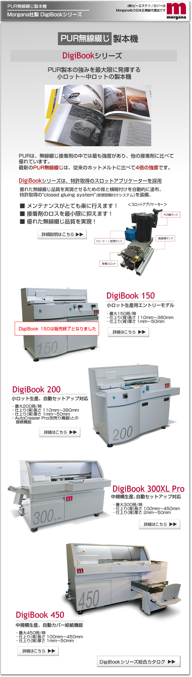 Morgana社のデジタル印刷機（オンデマンド印刷機）対応のPUR無線綴じ製本機、DigiBookシリーズ